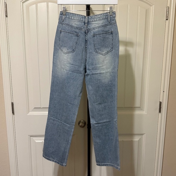 Haptics Ripped Patchwork High Waist Straight Leg Jeans - Picture 7 of 8